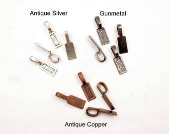 10 Antique Silver, Gunmetal Or Antique Copper Glue On Bails - 20-B-11