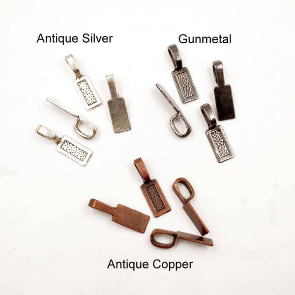 10 Antique Silver, Gunmetal Or Antique Copper Glue On Bails - 20-B-11