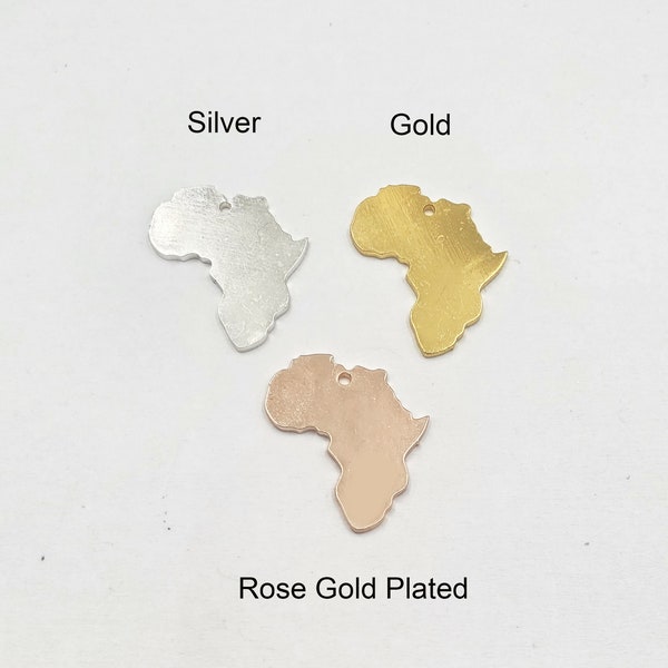 3 Stainless Steel Silver, Gold or Rose Gold Plated Africa Pendant/Charms - 28-9