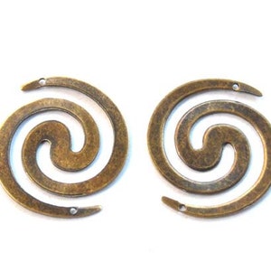 2 Antique Bronze Circular Swirl Connectors - 1-32