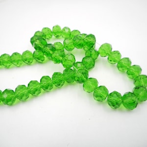 70 Green Faceted Rondelle Glass Beads - 39-25