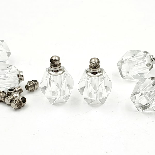 2 Clear Glass Perfume Vial Pendant Charms - 30-33-17
