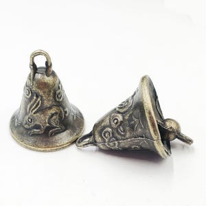 2 Antique Bronze Metal Craft Bells Pendant/Charms - 39-21-A