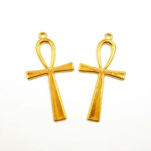 2 Gold Plated Ankh Pendant/Charms - 32-2-A