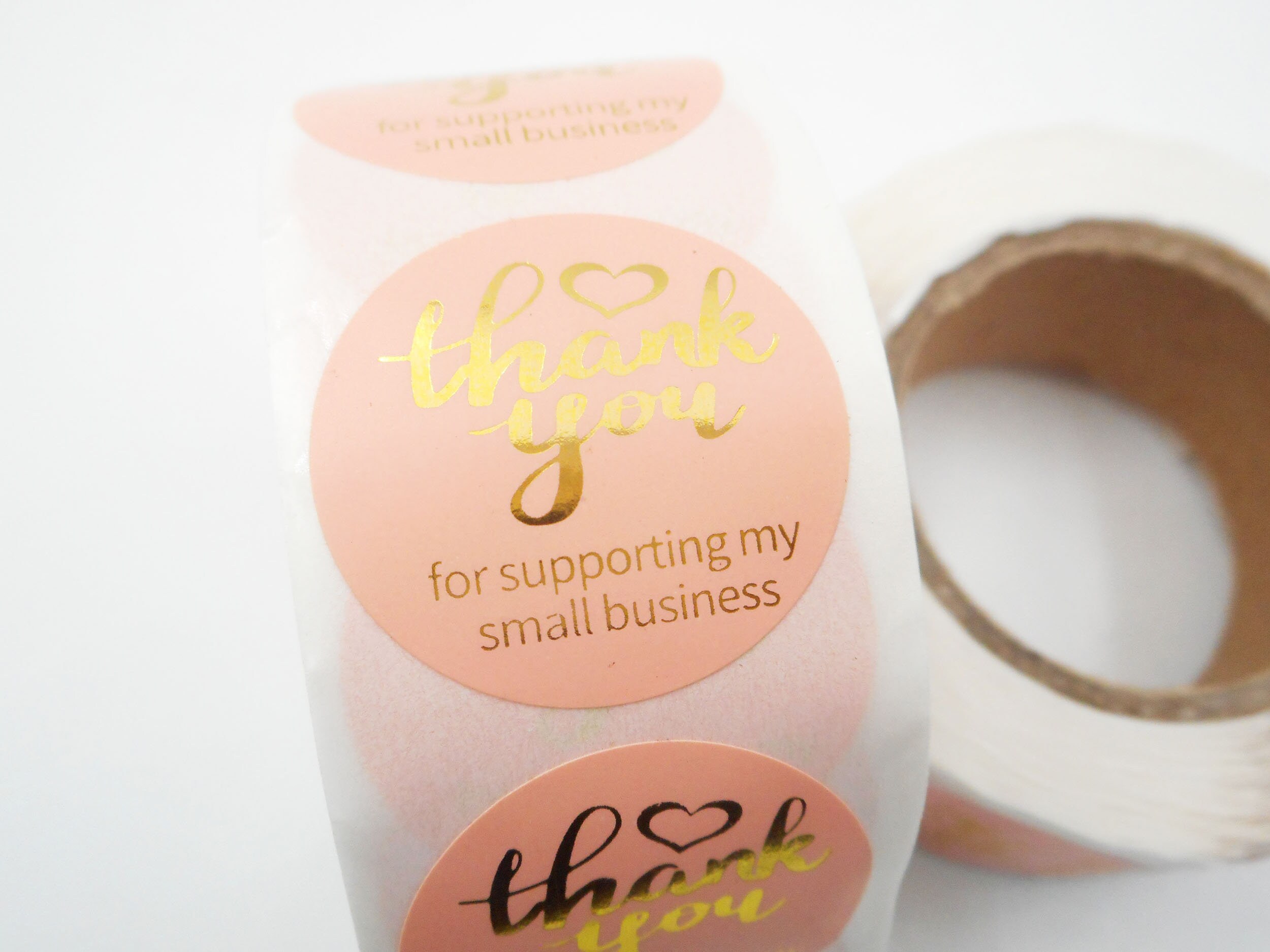Pink Thank You Sticker Roll With Metallic Gold Letters - 500 Pieces ...