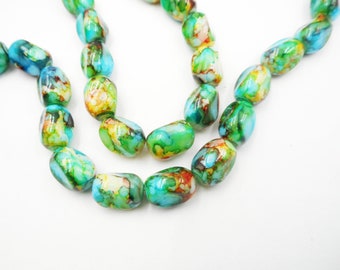 70 Multi-Colored Mottled Glass Beads - 29-54