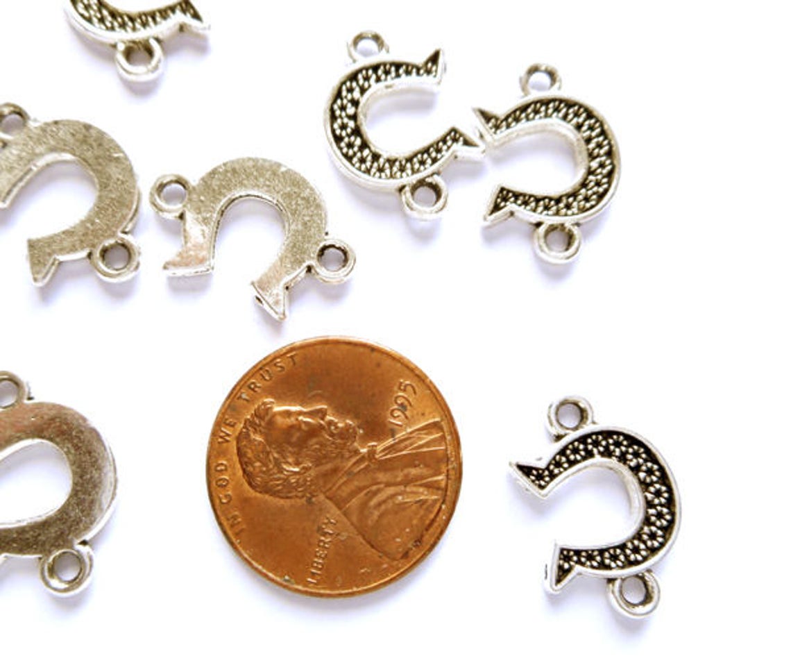 10 Antique Silver Horseshoe Connectors 315 Etsy