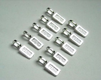 10 Antique Silver Glue On Bails - 14-20