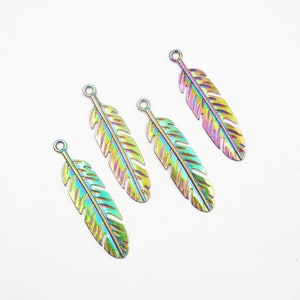 4 Electroplated Feather Pendant/Charms - 21-51-16