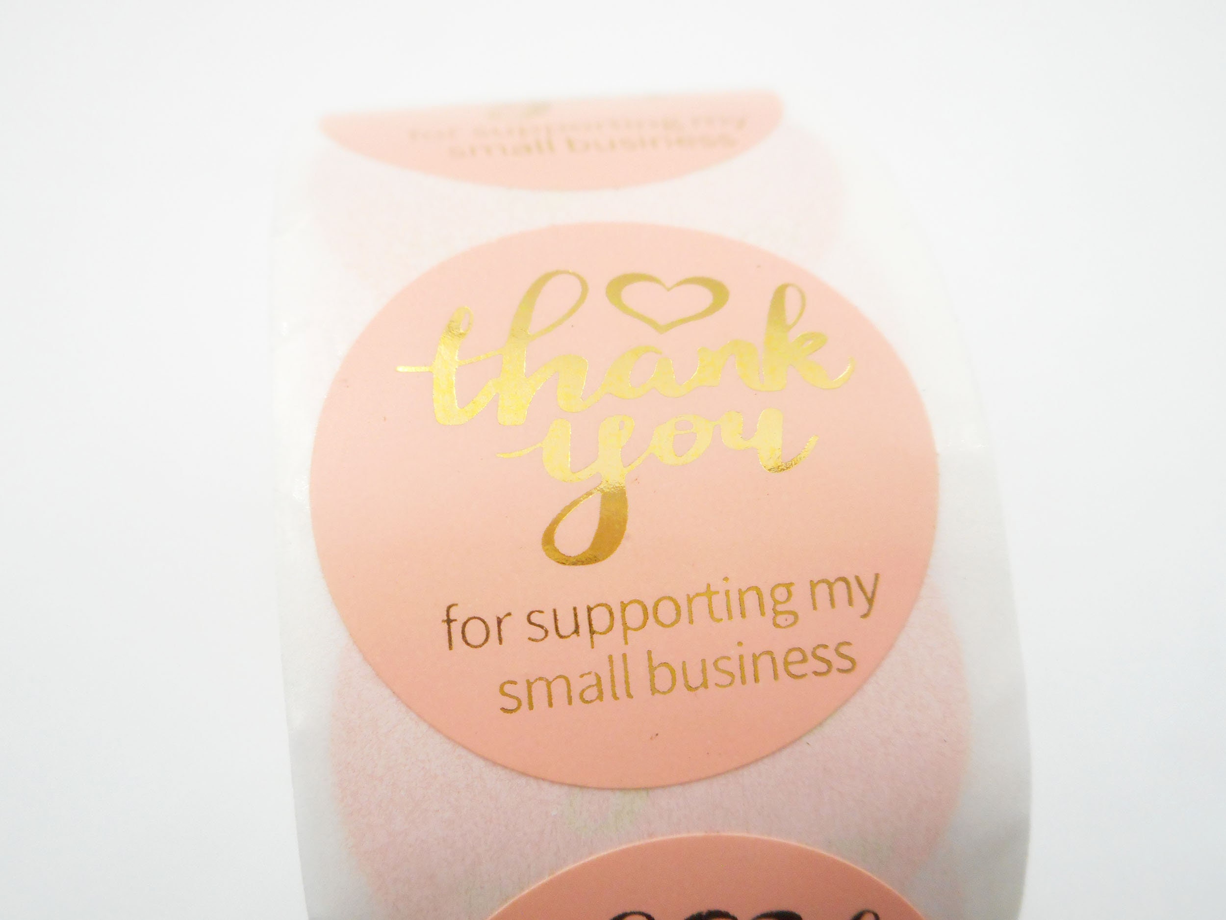 Pink Thank You Sticker Roll With Metallic Gold Letters 500 | Etsy