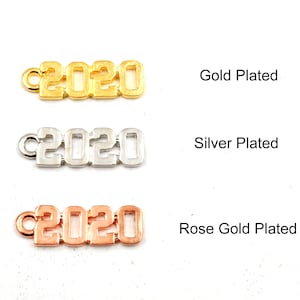 4 Gold Plated, Silver Plated Or Rose Gold Plated 2020 New Year Charms - 20-C