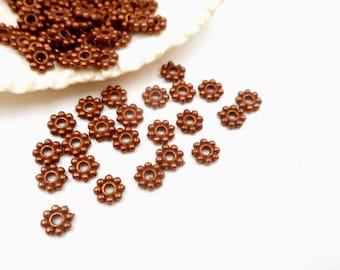 20 Antique Copper Rondelle Spacer Beads With Clear Rhinestones | Etsy