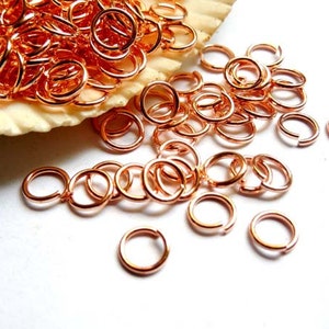 50/100 Rose Gold Plated Jump Rings 6mm, Open Loop - 9-RG-6OL