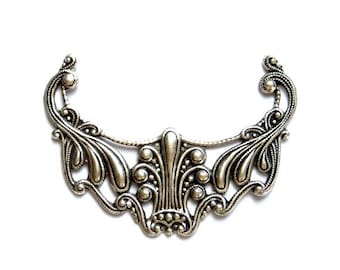 1 Antique Silver Victorian Filigree Connector - 1-29