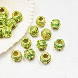 10 Antique Gold/Patina Barrel Spacer Beads - 24-61-A