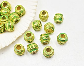 10 Antique Gold/Patina Barrel Spacer Beads - 24-61-A