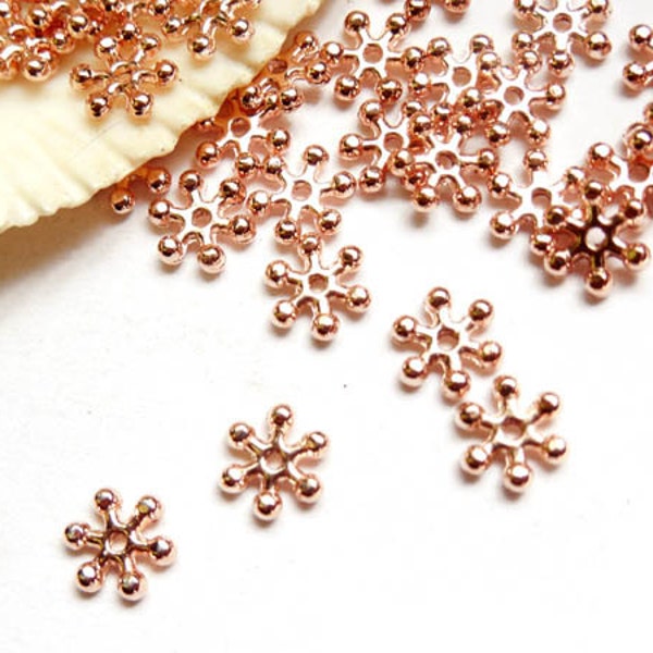 50 Rose Gold Plated Snowflake Spacers - 17-12