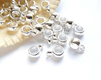 10 Silver Plated Bails With Loop - 16-16