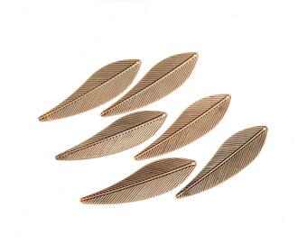 6 Antique Copper Leaf Pendant/Charms - 21-36-3