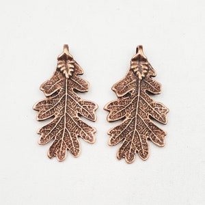 2 Antique Copper Oak Leaf Pendant/Charms - 22A-3