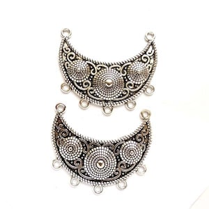 2 Antique Silver Chandelier Moon Connectors - 20-C-14