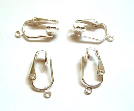 2 Pairs Silver Plated Earring Clips - 13-1