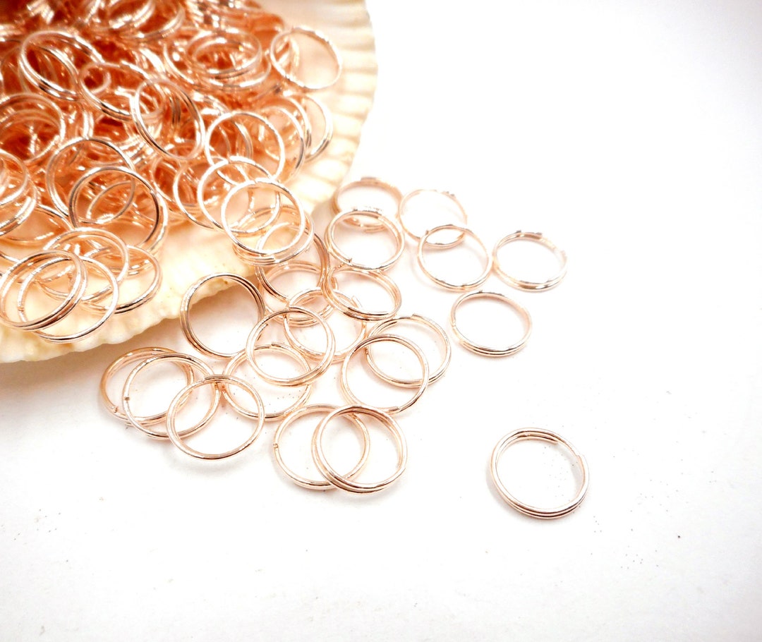 20 Rose Gold Plated Double Loop Jump Rings 10mm 91213 Etsy