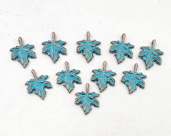 10 Patina/Antik Kupfer Ahornblatt Charms - 21-47-4-A