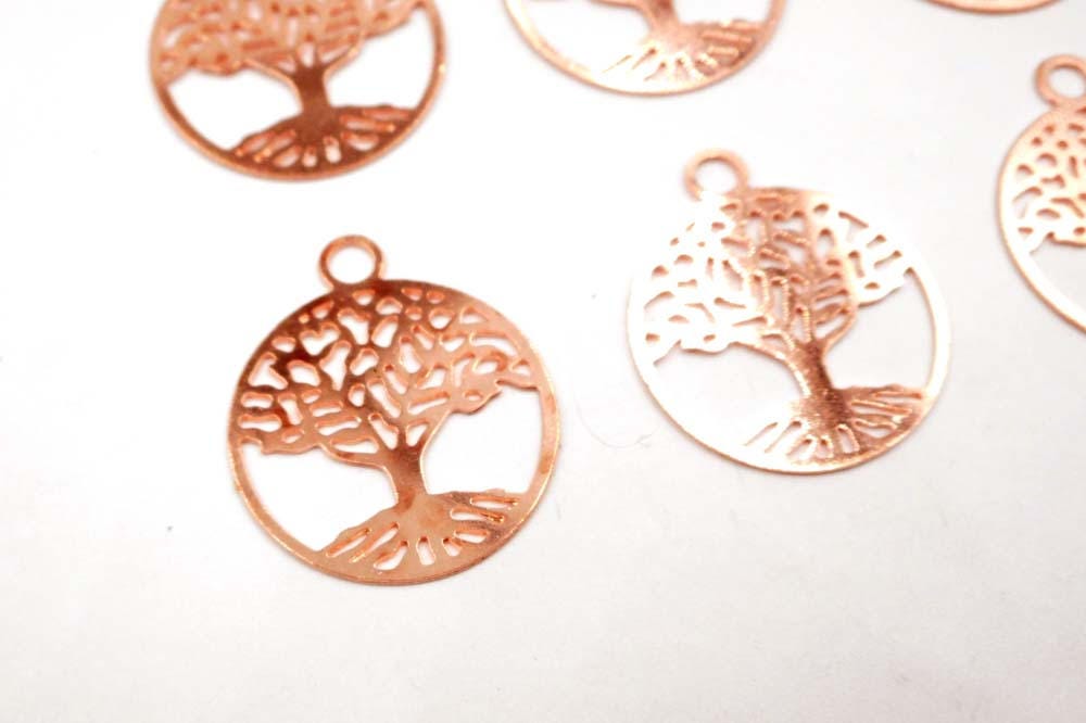 6 Rose Gold Plated Tree Of Life Charms 21-8-2 | Etsy