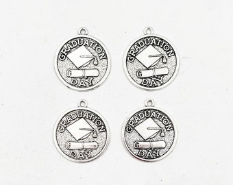 4 Antique Silver Graduation Day Charms - 30-31-2