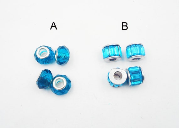 4 Blue Large Hole Beads - 24-41
