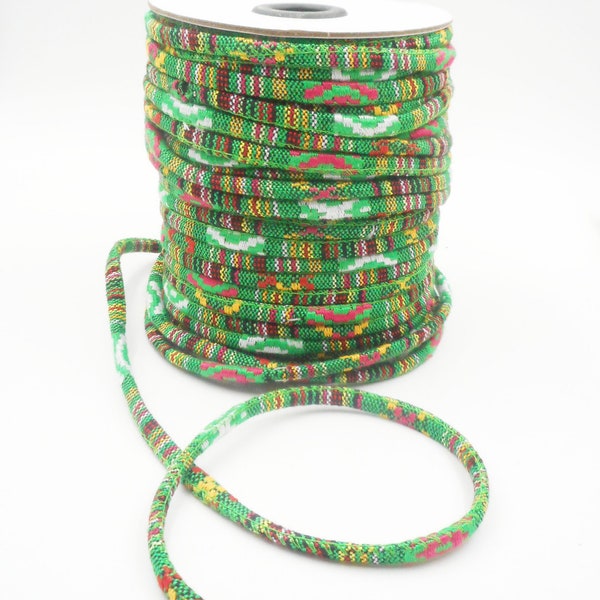 Green Rope Cloth Ethnic Cord - 2 Yards, 4mm - 29-2-A