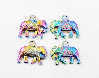 4 Electroplated Elephant Charms - 27-30-5