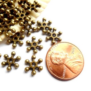 50 Antique Bronze Snowflake Spacers 17-AB-4 image 3