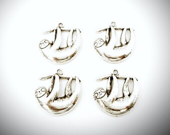 100 Sloth Charm Pendants - Vintage Silver Animal Charms For DIY Jewelry Making