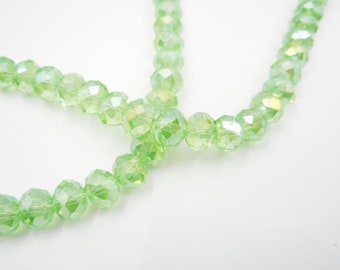 26 Light Green Electroplated Faceted Rondelle Glass Beads - 41-3-24