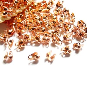 50 Rose Gold Plated Calottes/Clamshell End Cap Terminators - 17-19A