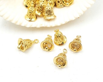 4 Gold Bell Charms - 23-11-7