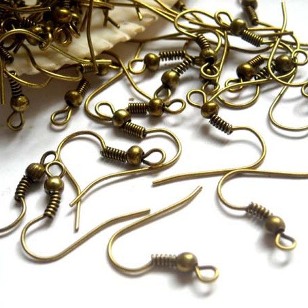 100 Pieces Antique Bronze French Hook Ear Wires - 13-12