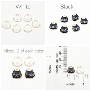 6 Light Gold Black, White Or Mixed Cat Charms - 23-32