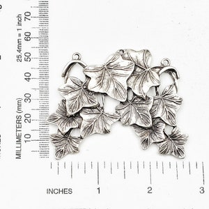 May include: Silver-toned metal charm featuring a cluster of ivy leaves. The charm is approximately 1.5 inches in length and is perfect for adding a touch of nature to jewelry or crafts.