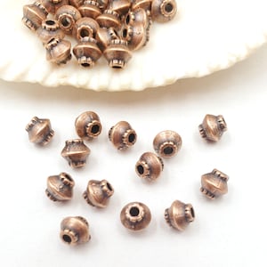 20 Antique Copper Bicone Spacer Beads - 21-35-10