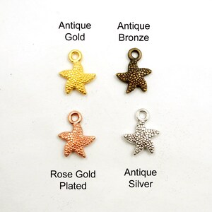 10 Antique Gold, Antique Bronze, Rose Gold Plated Or Antique Gold Starfish Charms - 20-R-10
