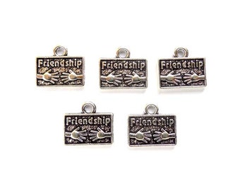 5 Antique Silver Friendship Charms - 22-18-6A
