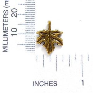 10 Antique Bronze Maple Leaf Charms 21-47-4 image 2