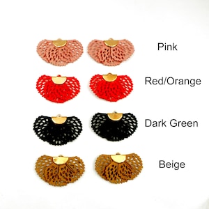 2 Fabric Fan Tassel Charms  - 34-4
