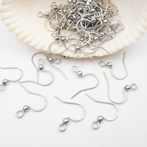 Stainless Steel Flat French Hook Ear Wires - 12 Pairs -13-15-A
