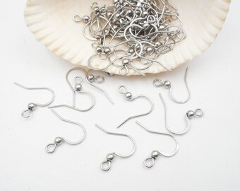 Stainless Steel Flat French Hook Ear Wires - 12 Pairs -13-15-A