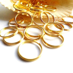 40 Gold Plated Double Loop Split Jump Rings 12mm 8-17 image 3