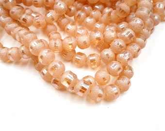 70 Champagne Electroplated Glass Beads, Frosted And Textured, 8mm - 31-3-A